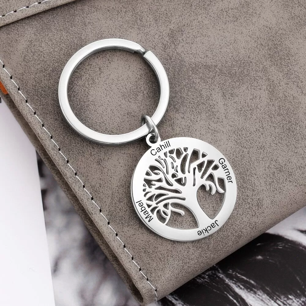 Stainless Steel Tree Shape Keychain With Engraving