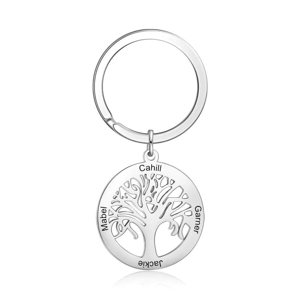 Stainless Steel Tree Shape Keychain With Engraving