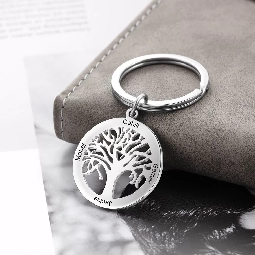 Stainless Steel Tree Shape Keychain With Engraving