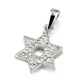 Star of David Pendant With Crystal Gemstone Sterling Silver 925