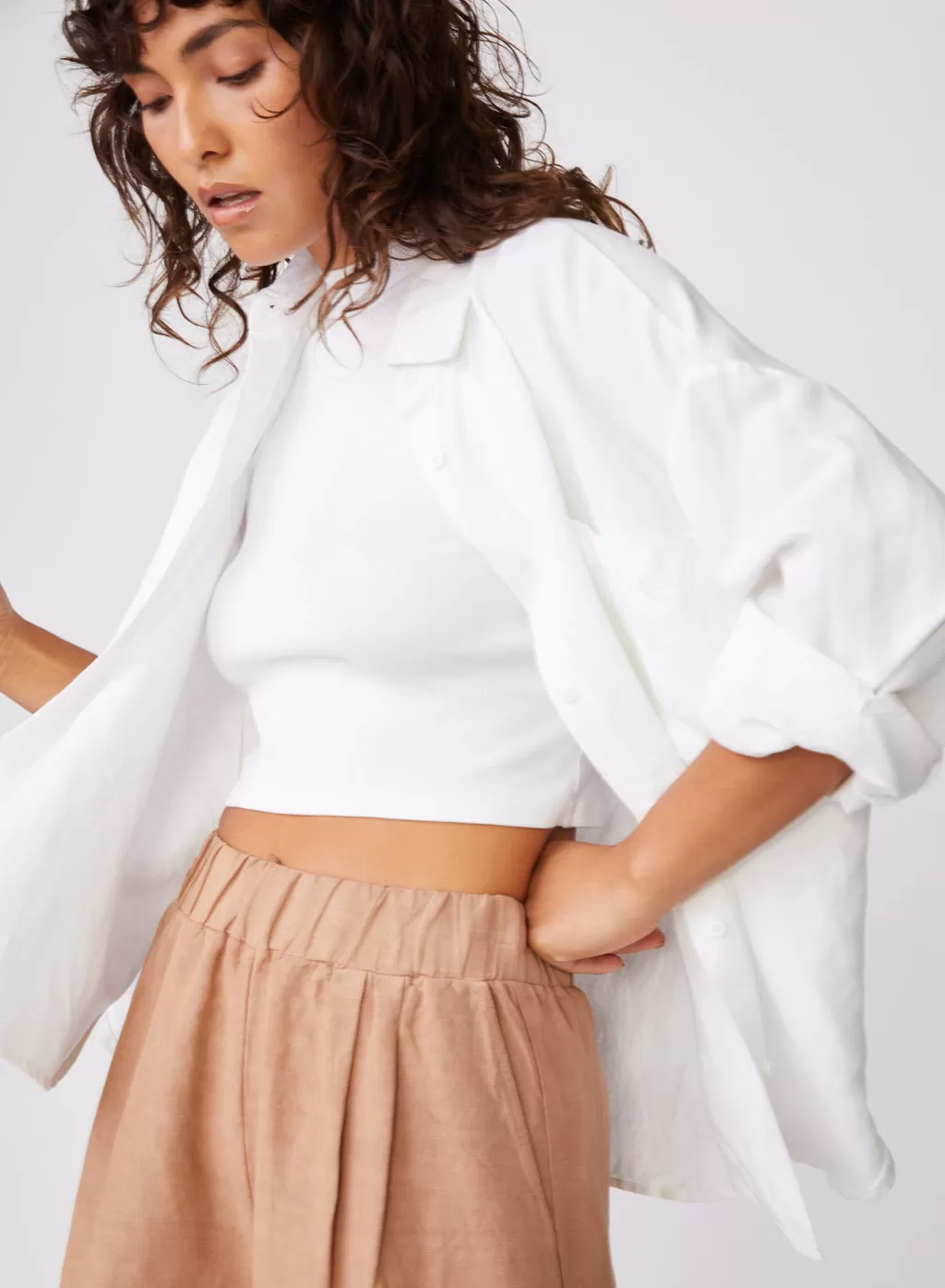 Stateside Linen Oversized Shirt in White