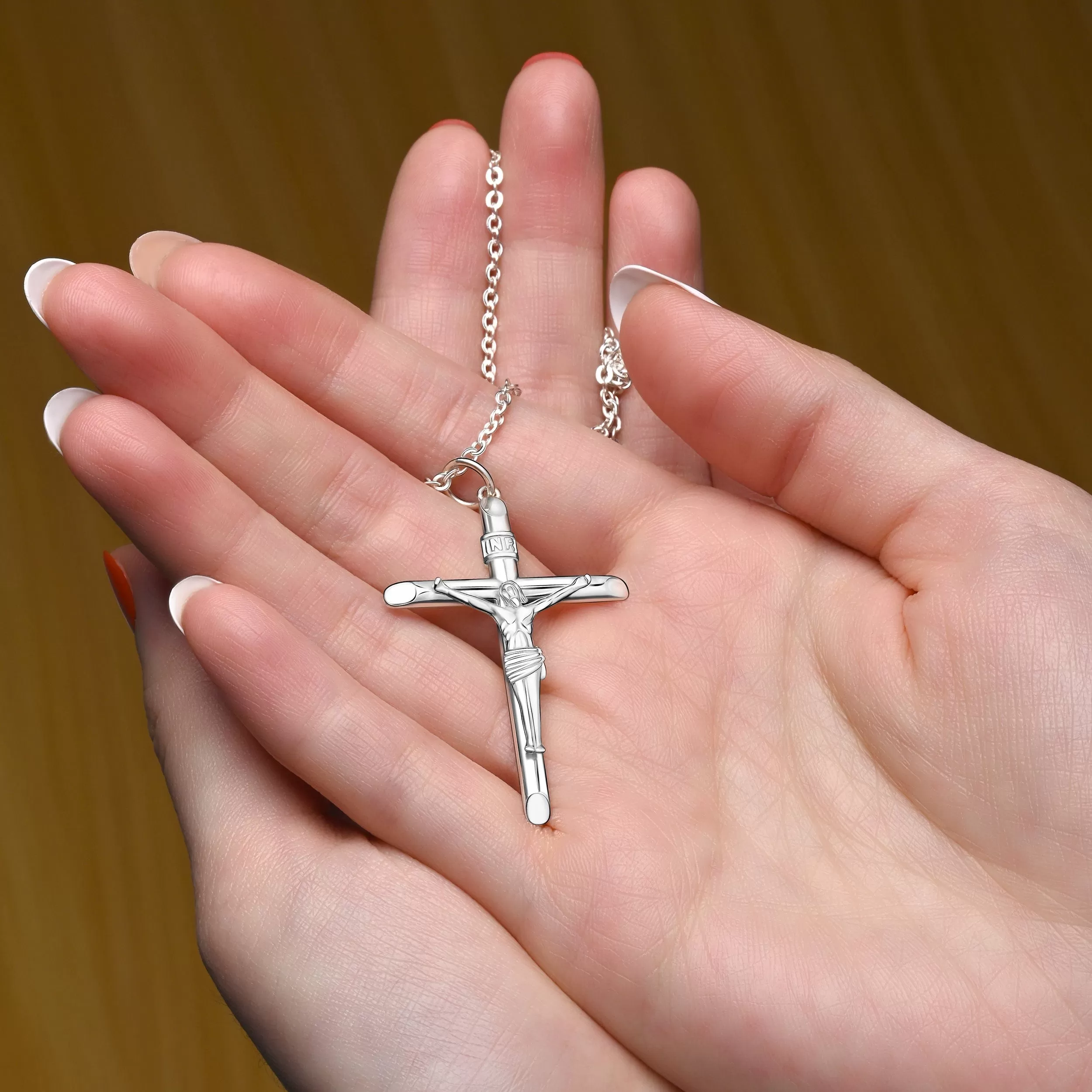 Sterling Silver Crucifix Necklace for Women Men