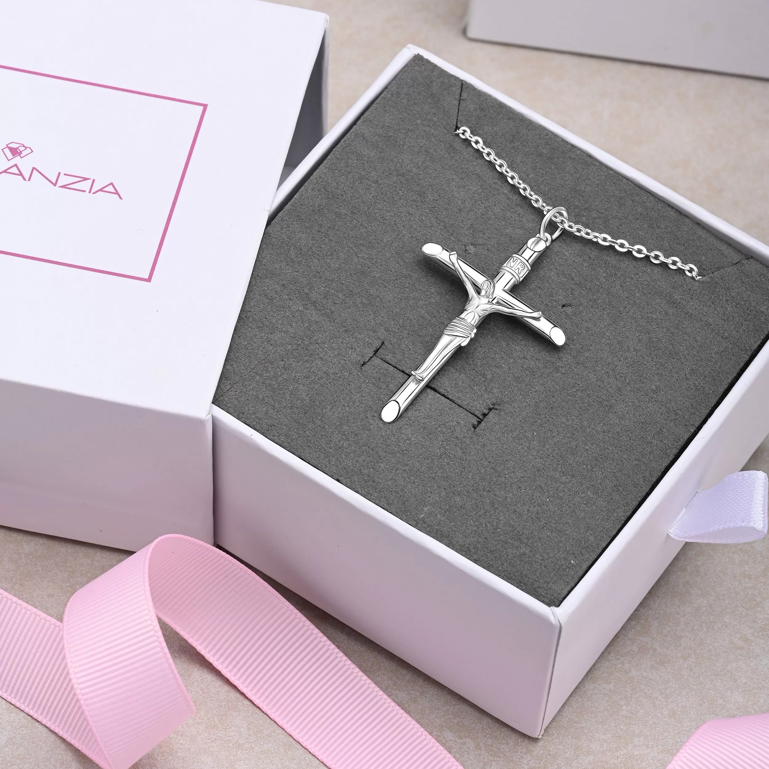 Sterling Silver Crucifix Necklace for Women Men