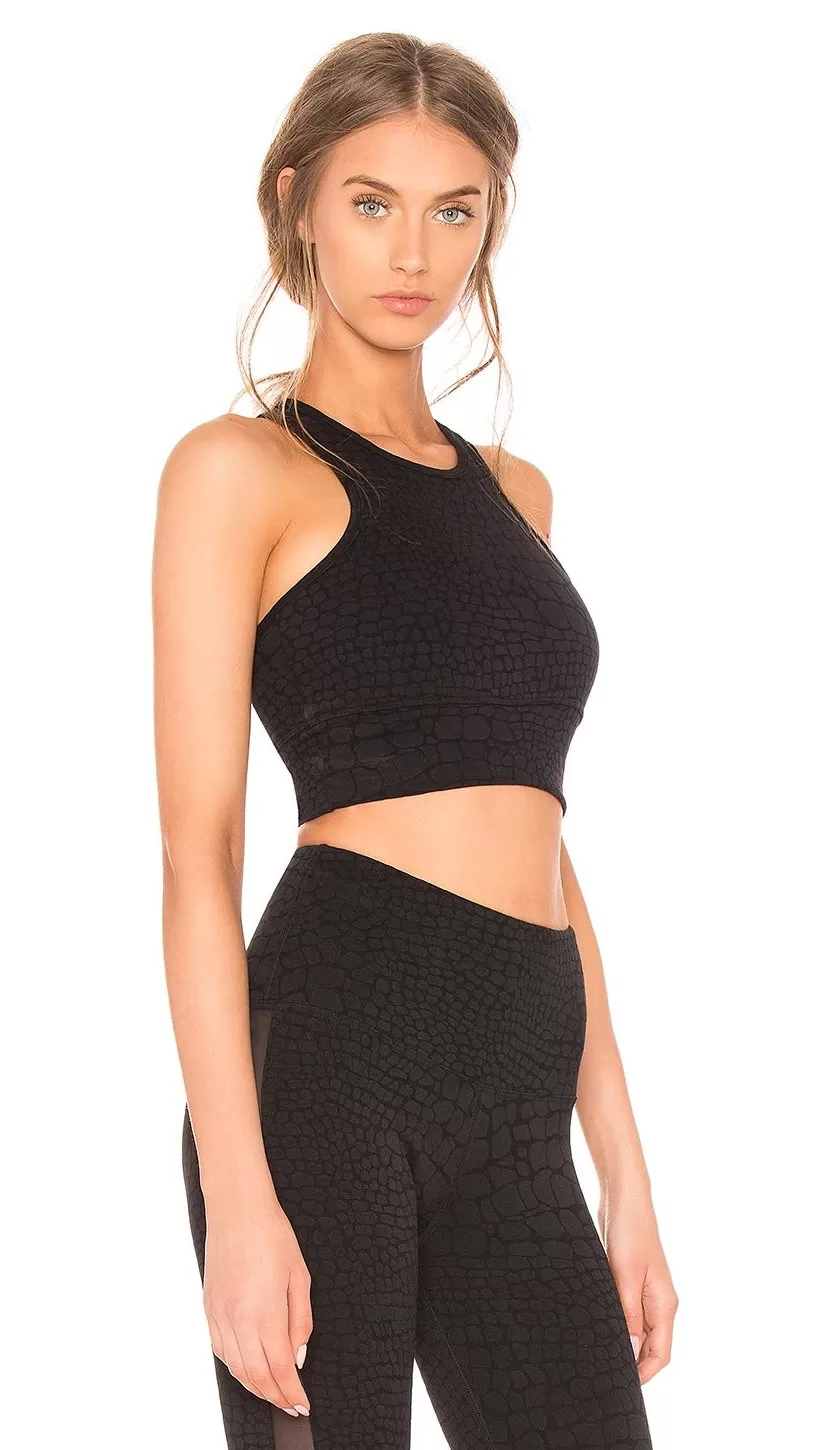 Strut This Bowie Crop Top Black Giraffe