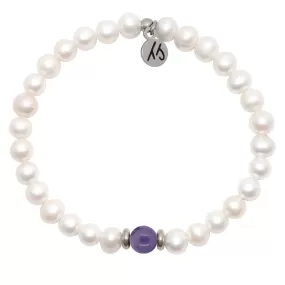 The Cape Bracelet- Pearl with Amethyst Ball