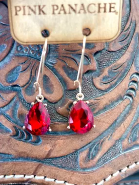 The Pink Panache Red Crystal Drop Earring