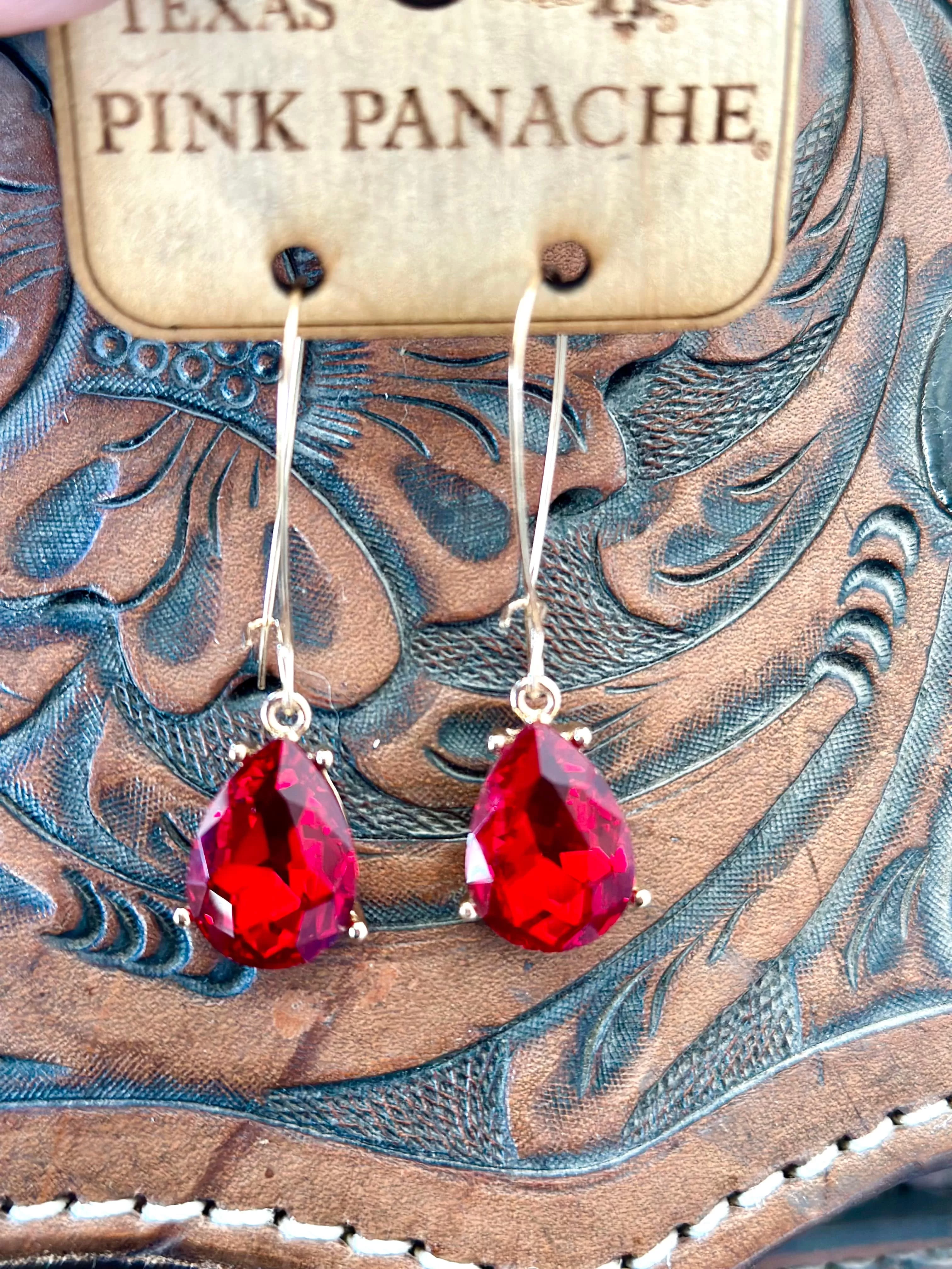 The Pink Panache Red Crystal Drop Earring