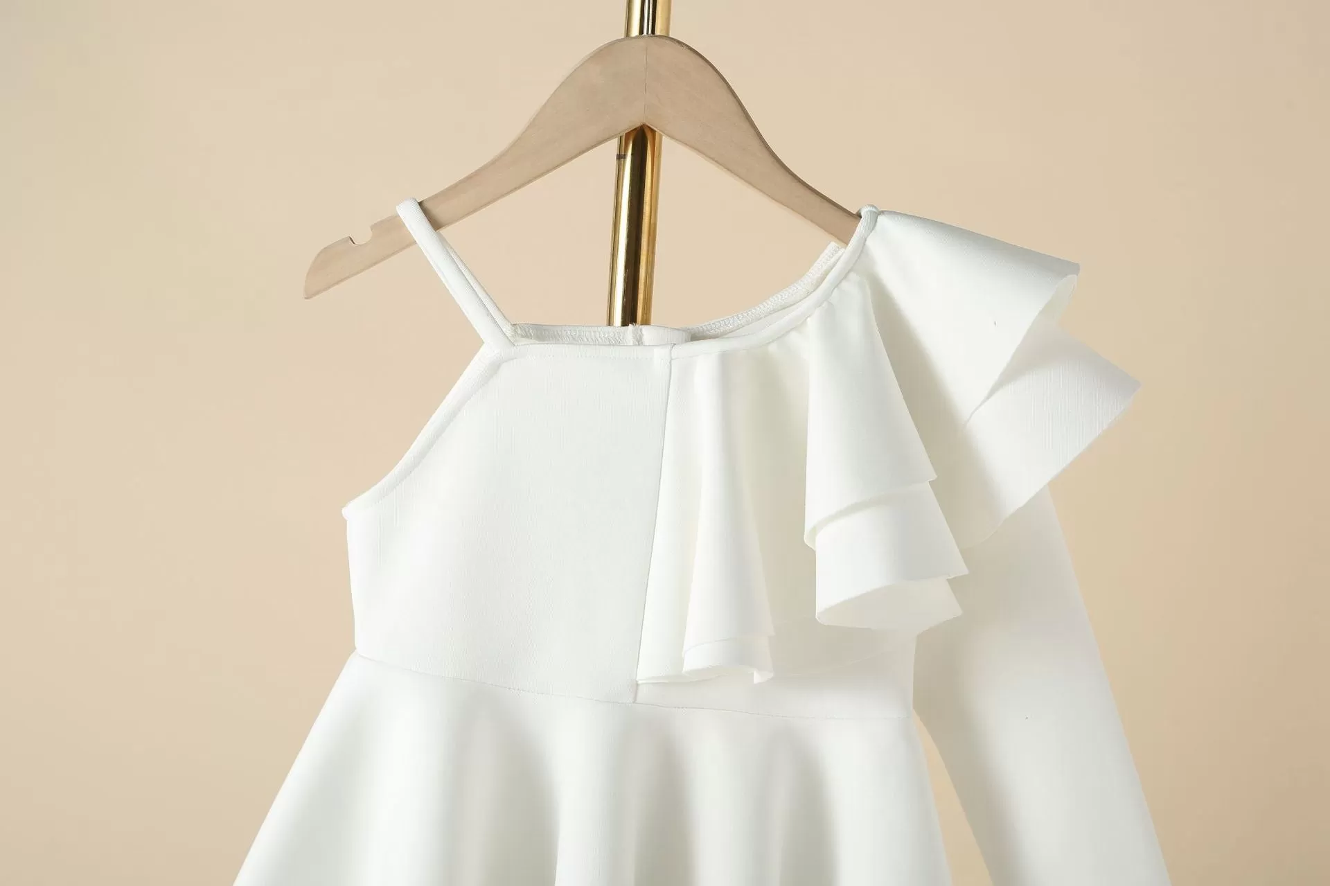 Toddler Kids Girls Summer White One-shoulder Dress