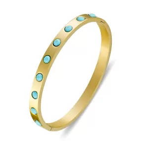 Turquoise Crystal Bangle Gold