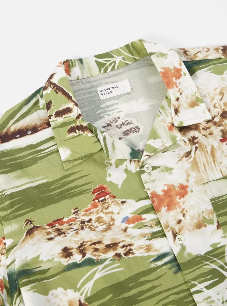 UNIVERSAL WORKS Road Shirt In Green Fuji Summer Print