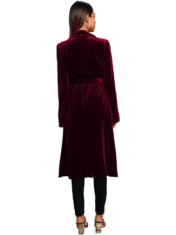 Velvet Long Blazer Women Coat