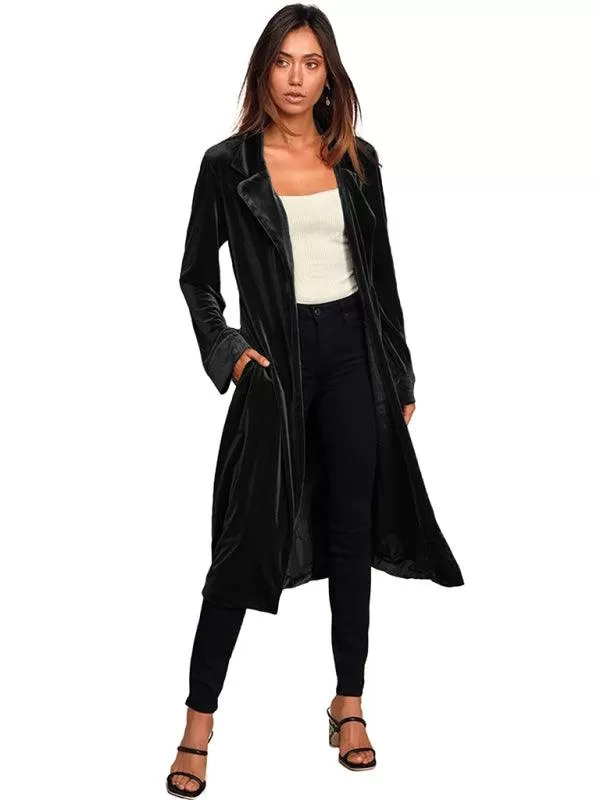 Velvet Long Blazer Women Coat