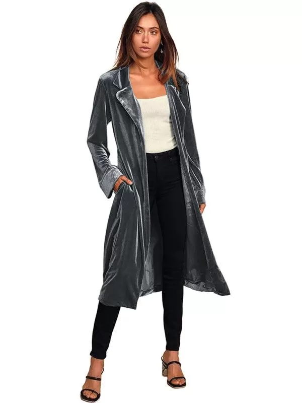 Velvet Long Blazer Women Coat