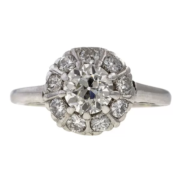 Vintage Diamond Cluster Ring, Old European 0.75ct