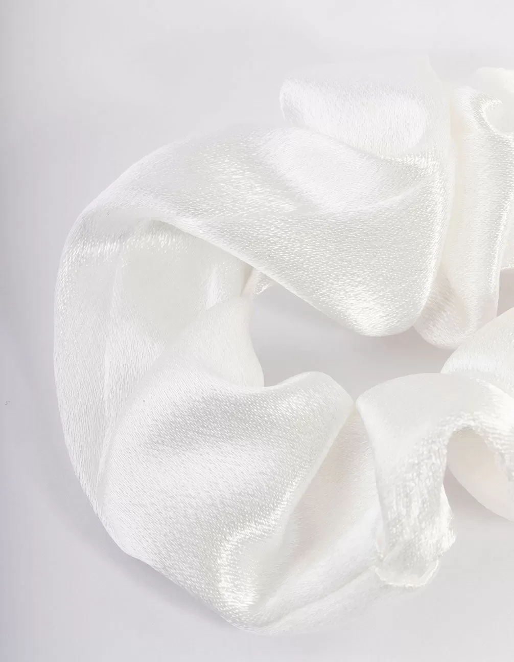 White Fabric Satin Scrunchie