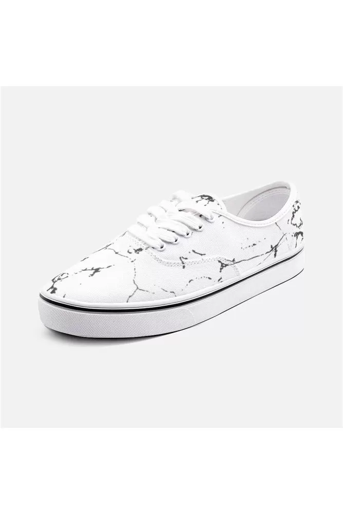 White Marble Unisex Canvas Sneakers