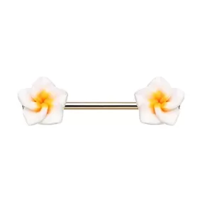 WILDKLASS Springtime Plumeria Flower Nipple Barbell Ring