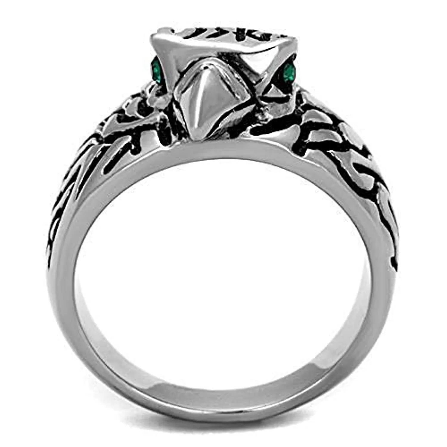 WildKlass Stainless Steel Ring High Polished (no Plating) Men Top Grade Crystal Emerald