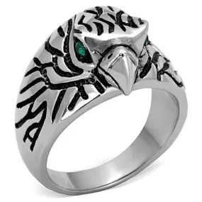 WildKlass Stainless Steel Ring High Polished (no Plating) Men Top Grade Crystal Emerald