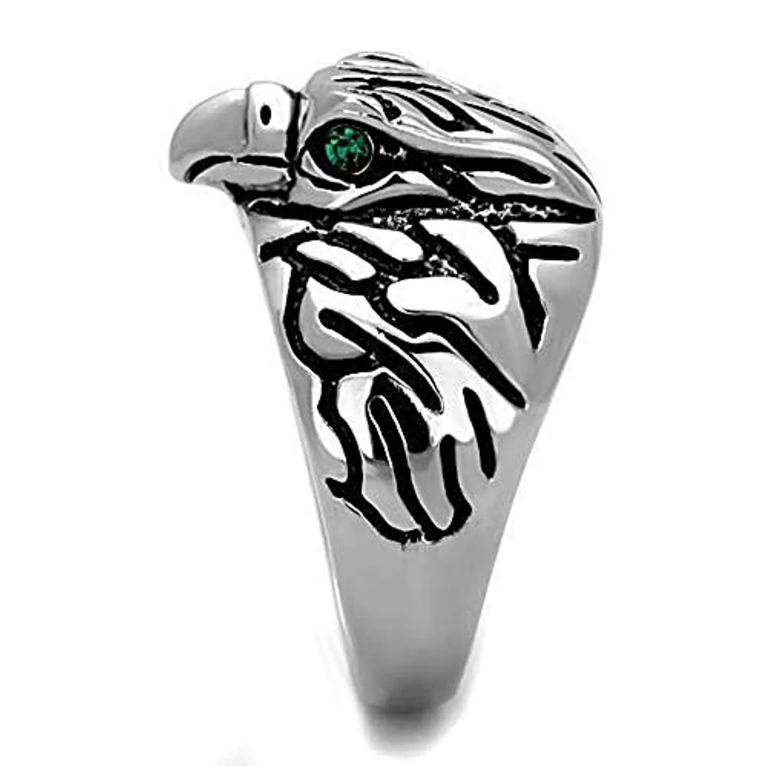 WildKlass Stainless Steel Ring High Polished (no Plating) Men Top Grade Crystal Emerald