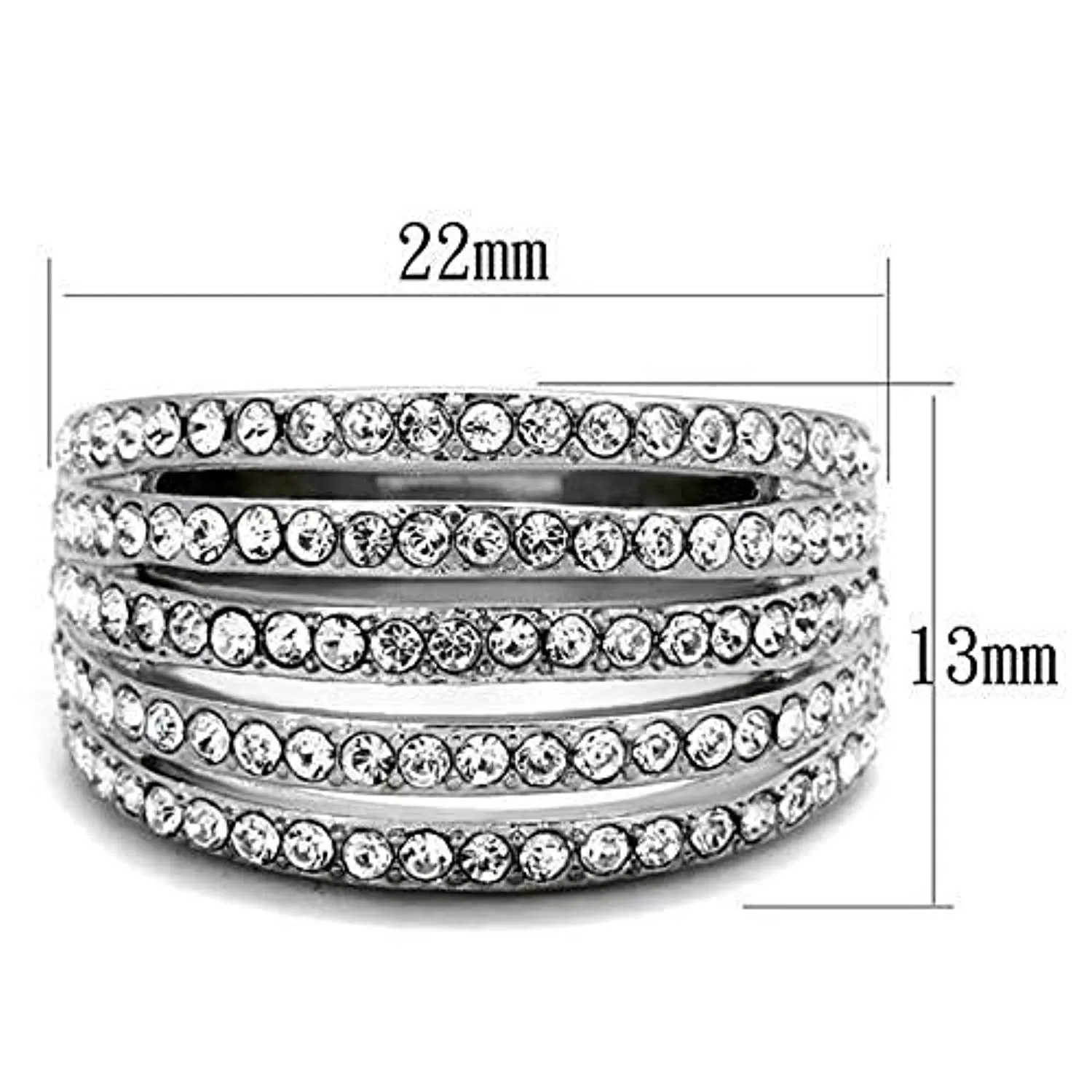 WildKlass Stainless Steel Ring High Polished (no Plating) Women Top Grade Crystal Clear