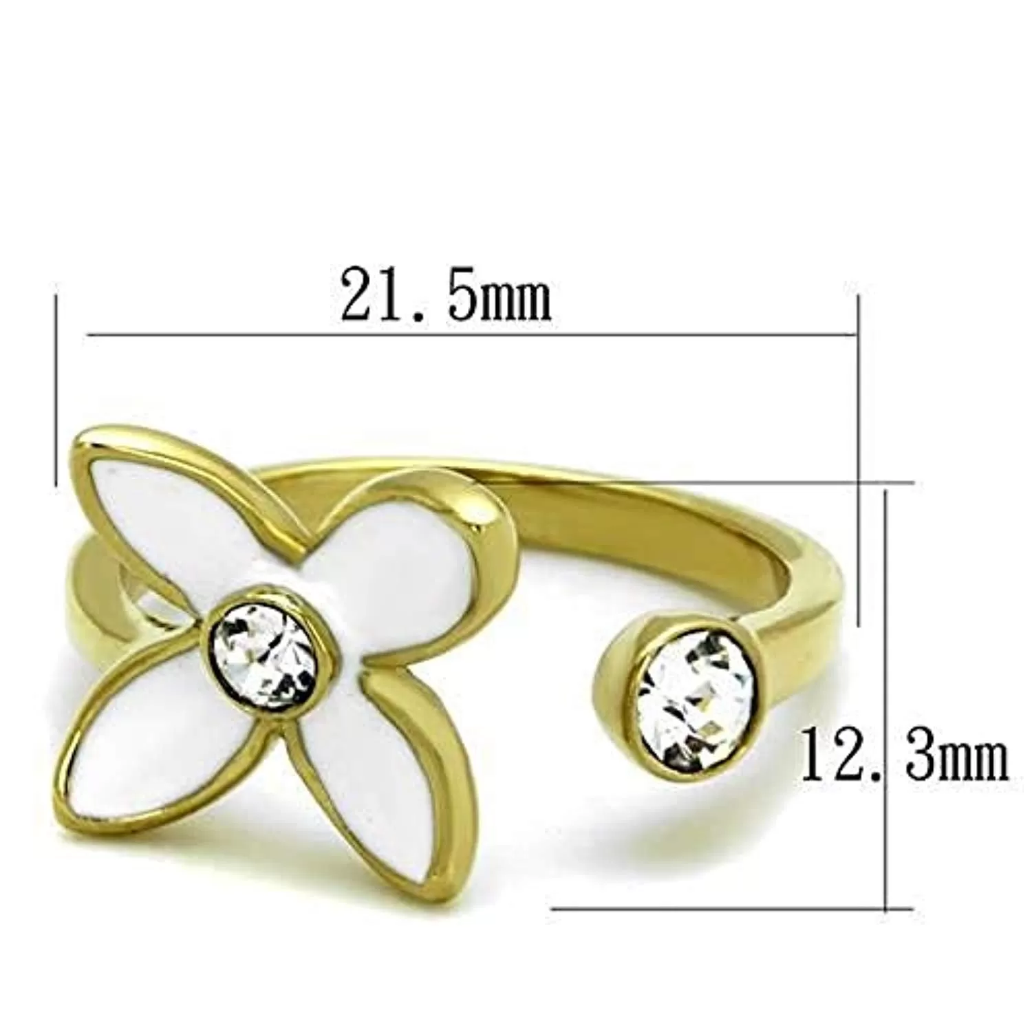 WildKlass Stainless Steel Ring IP Gold Women Top Grade Crystal Clear