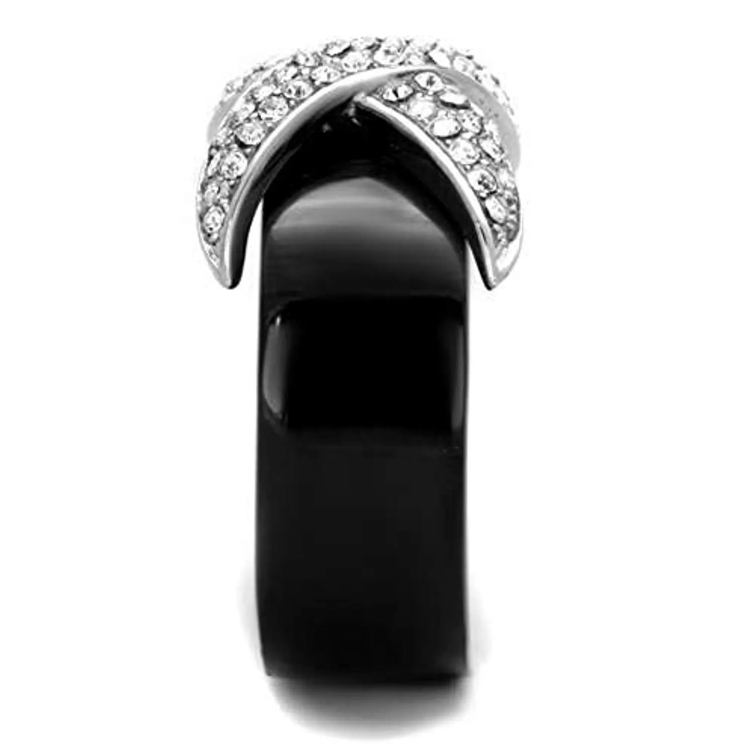 WildKlass Stainless Steel Ring Two-Tone IP Black Men Top Grade Crystal Clear