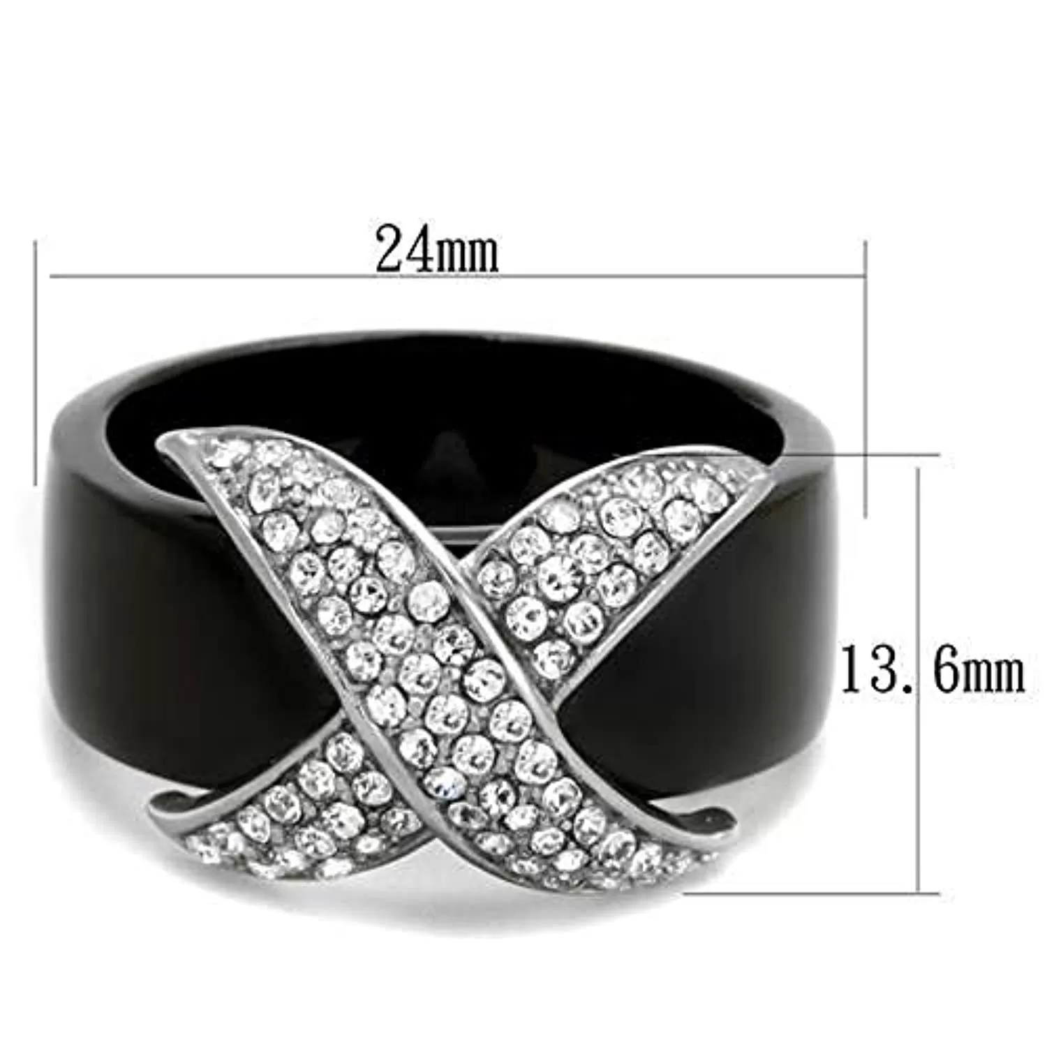 WildKlass Stainless Steel Ring Two-Tone IP Black Men Top Grade Crystal Clear