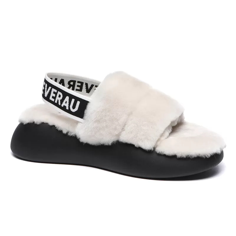 Women Sheepskin Wool Slingback Slippers