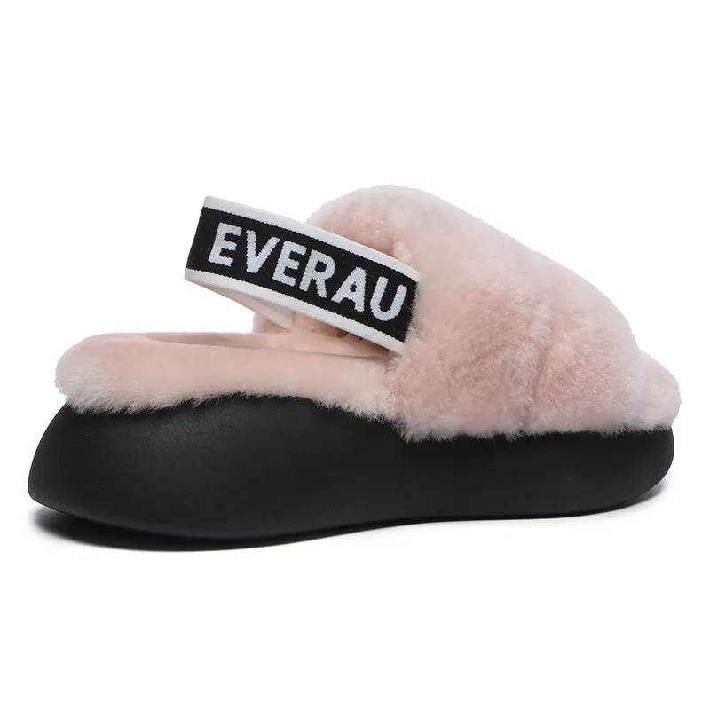 Women Sheepskin Wool Slingback Slippers