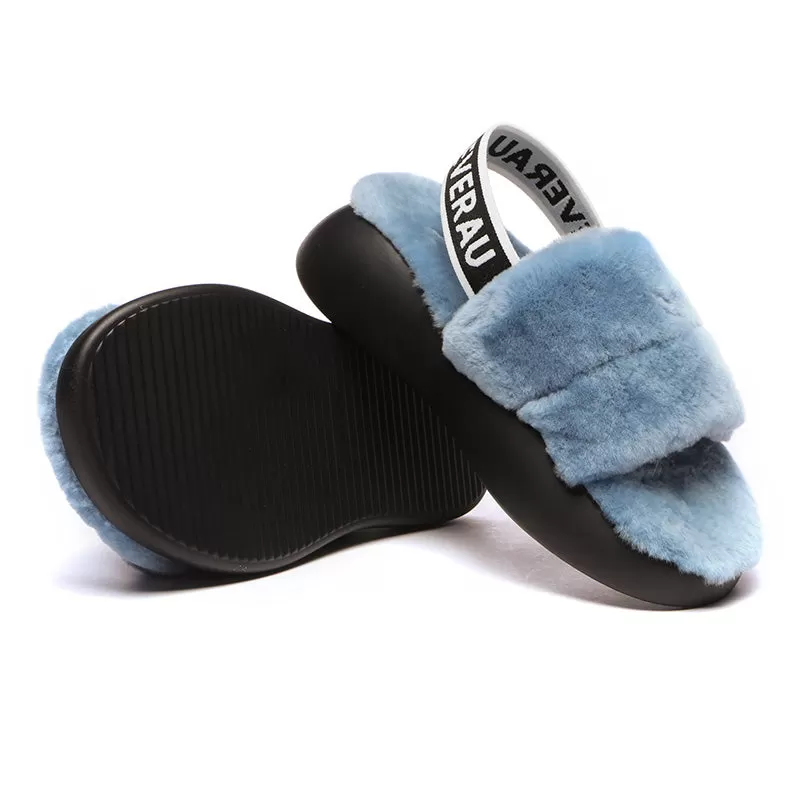 Women Sheepskin Wool Slingback Slippers