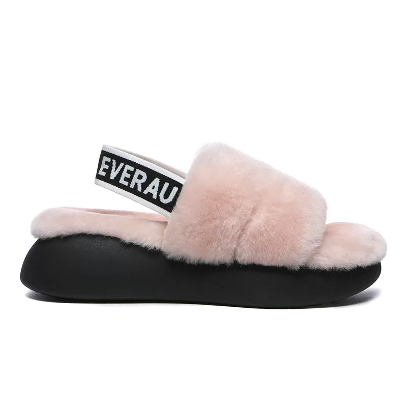 Women Sheepskin Wool Slingback Slippers