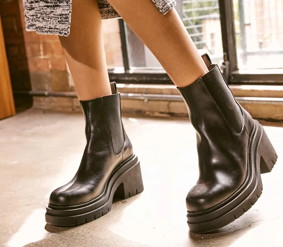 Womens Office Agnes Chunky Block Heel Boots Black Leather