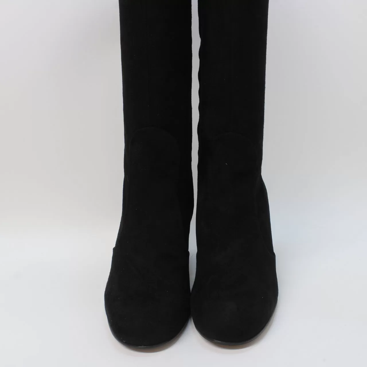 Womens Office Kinsley Block Heel Knee Boots Black Suede