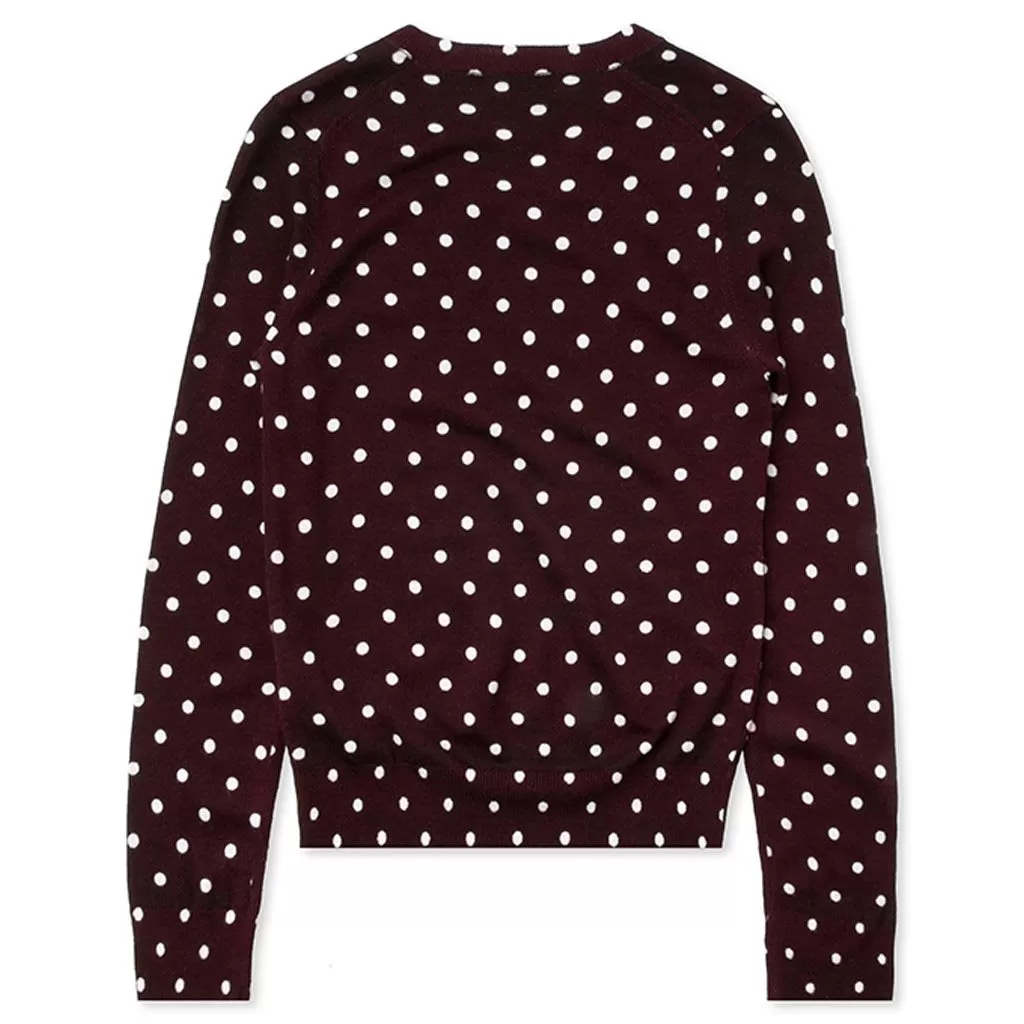 Womens Polka Dot Sweater - Burgundy