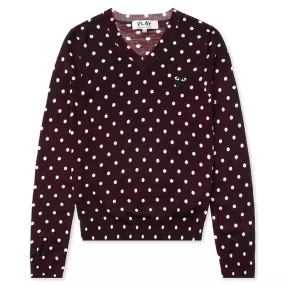 Womens Polka Dot Sweater - Burgundy