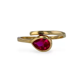 Yellow gold 10k drop red ring