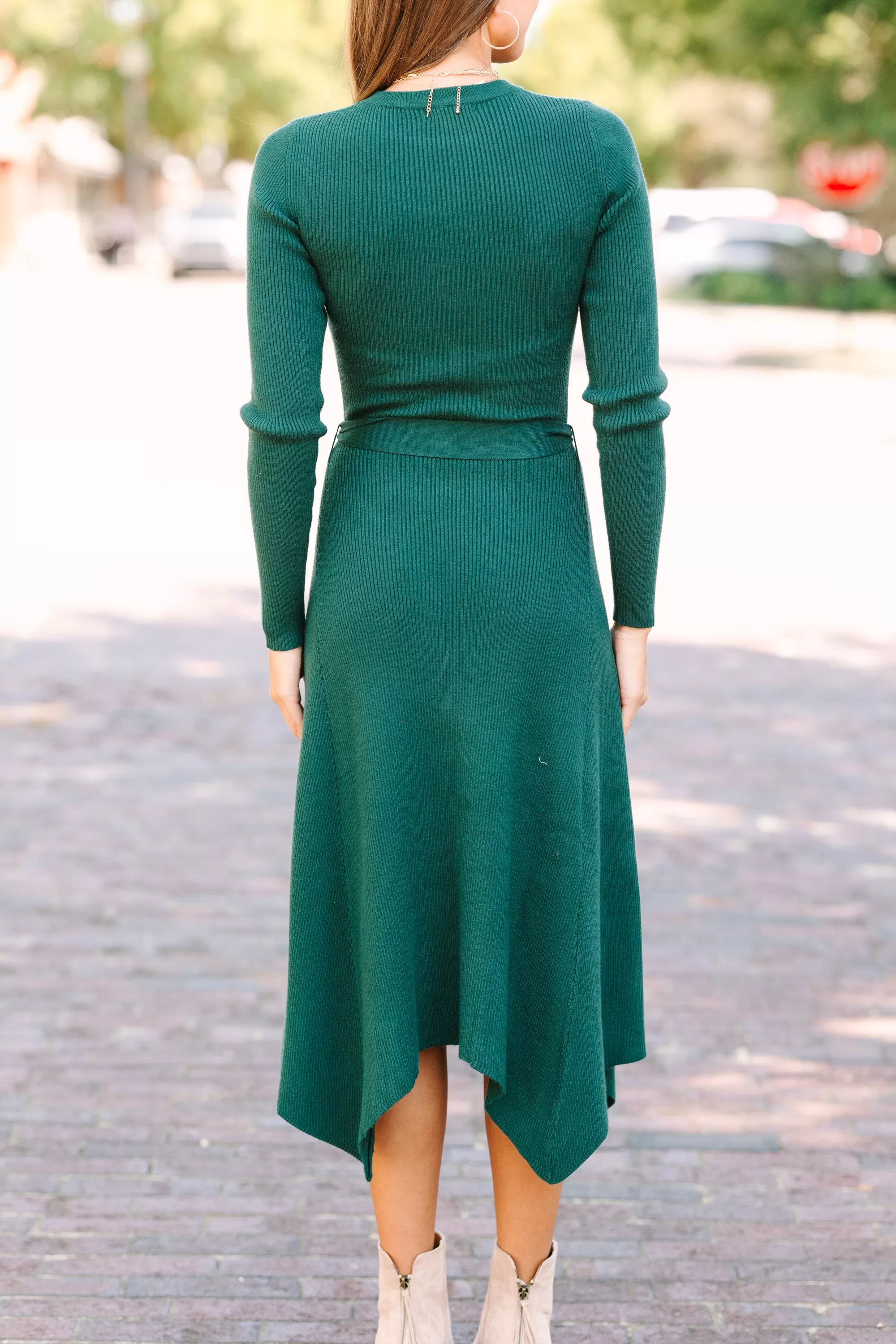 You're All Mine Emerald Green Sweater Midi Dress