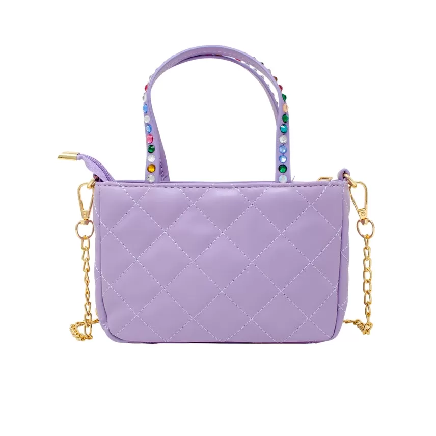 Zomi Gems Quilted Rhinestone Tote Bag - Purple